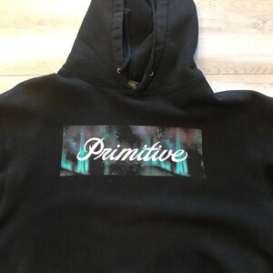 Primitive Black Hoodie with Teal Aurora Logo